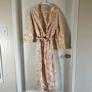 VINTAGE ST.MICHAEL ROBE Sz 42 44 L DRESSING GOWN SMOKING Foral Embossed